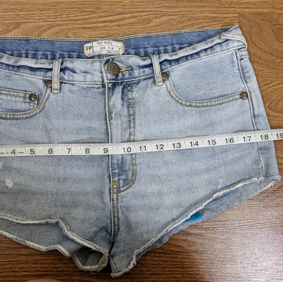 FREE PEOPLE Destroyed High Rise Denim Shorts - Picture 7 of 9